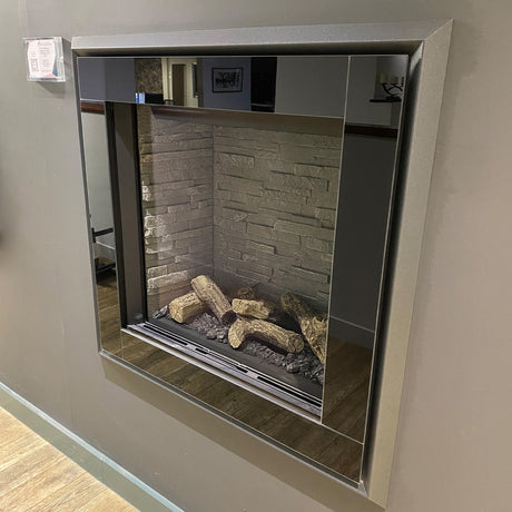 Gazco Riva2 600HL Gas Inset Fire with Ledgestone Lining and Black Glass Icon XS Frame - Ex Display