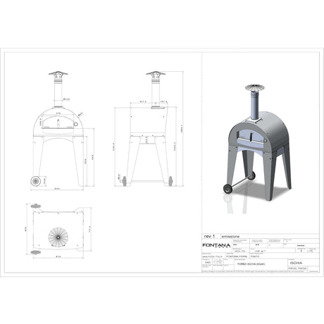 Fontana Ischia Wood Fired Pizza Oven with Trolley
