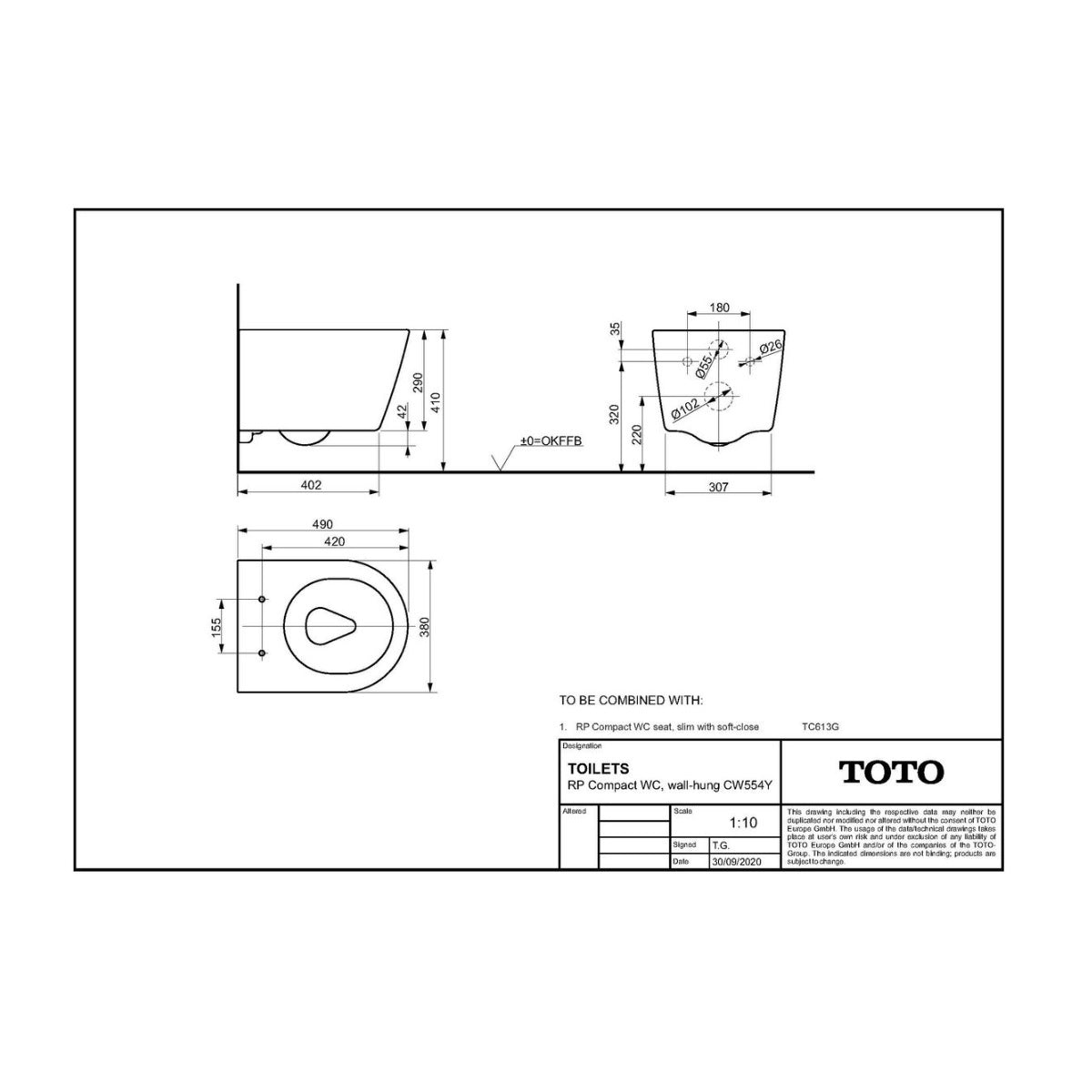TOTO RP Compact Wall Hung Toilet