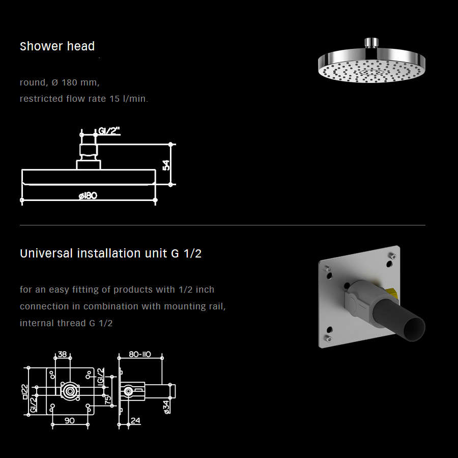 Keuco Showers - IXMO Set 9 Overhead Shower With Hand Shower Set & Round Rosette