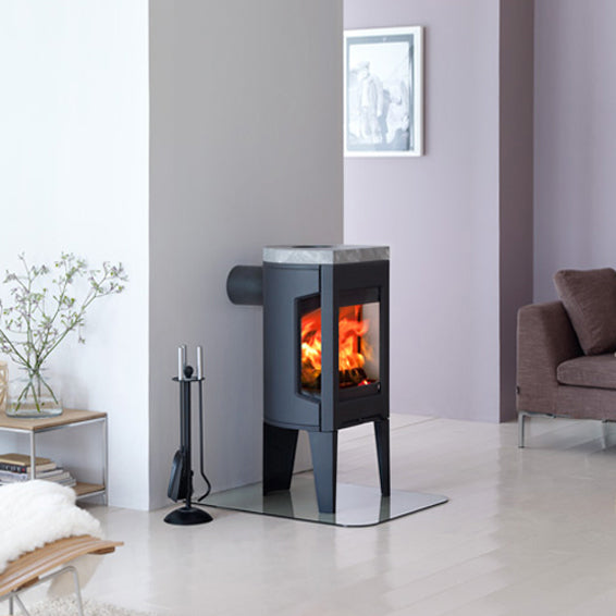Jotul F163 Wood Burning Stove in Black With Glass Sides