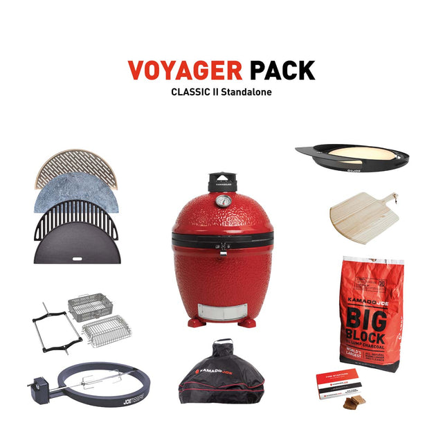 Kamado Joe Classic II Stand Alone Charcoal Grill With Voyager Pack