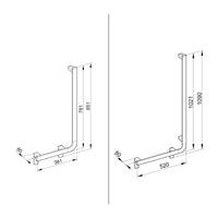 Keuco Axess Grab Bar Angled Right Execution in Aluminium Silver-Anodised / Chrome-Plated Finish - Available in Various Sizes