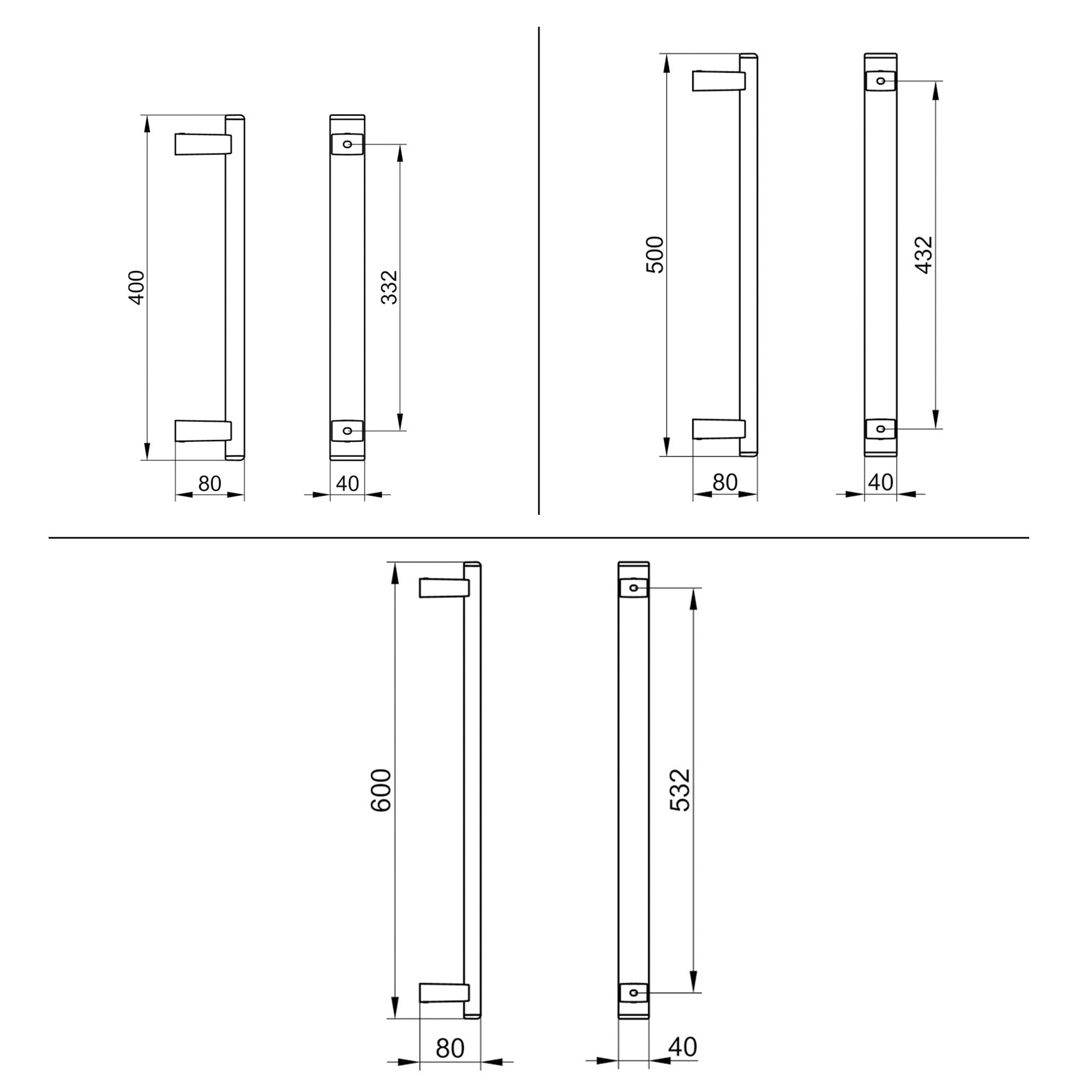 Keuco Axess Grab Bar (Vertical) in Matt Black - Available in Various Sizes