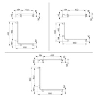 Keuco Axess Corner Grab Rail for Shower/ Bath in Matt Back Finish - Available in Various Sizes