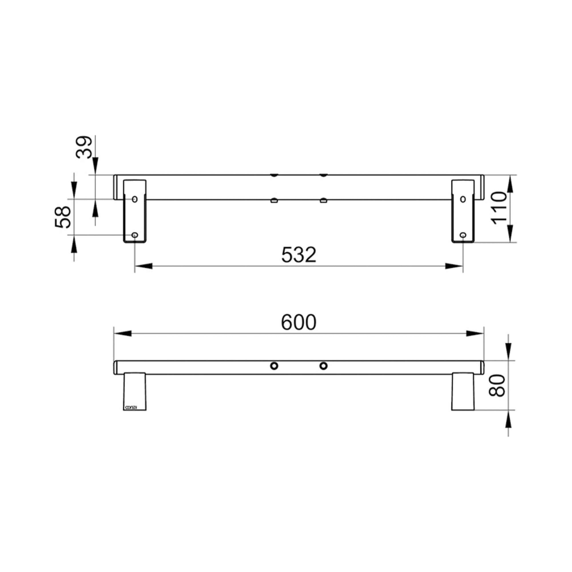 Keuco Axess Rail for Back Rest - Available in Various Colours