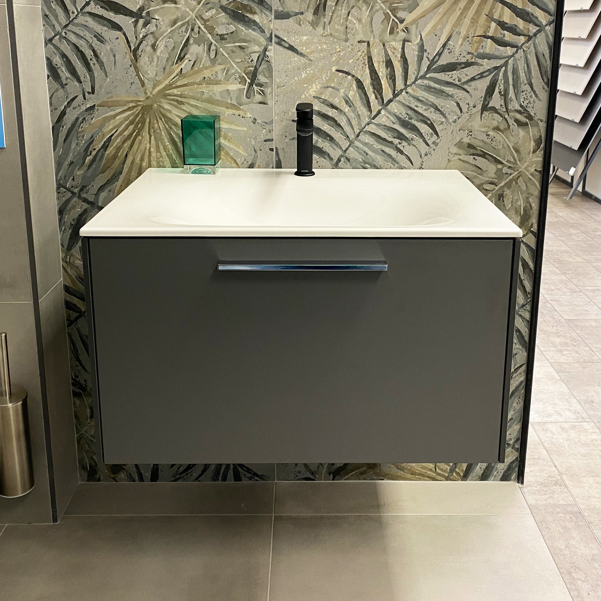 Keuco Royal 60 Anthracite Vanity Unit and Basin with Cifial Black Mixer Tap and Waste - Ex Display