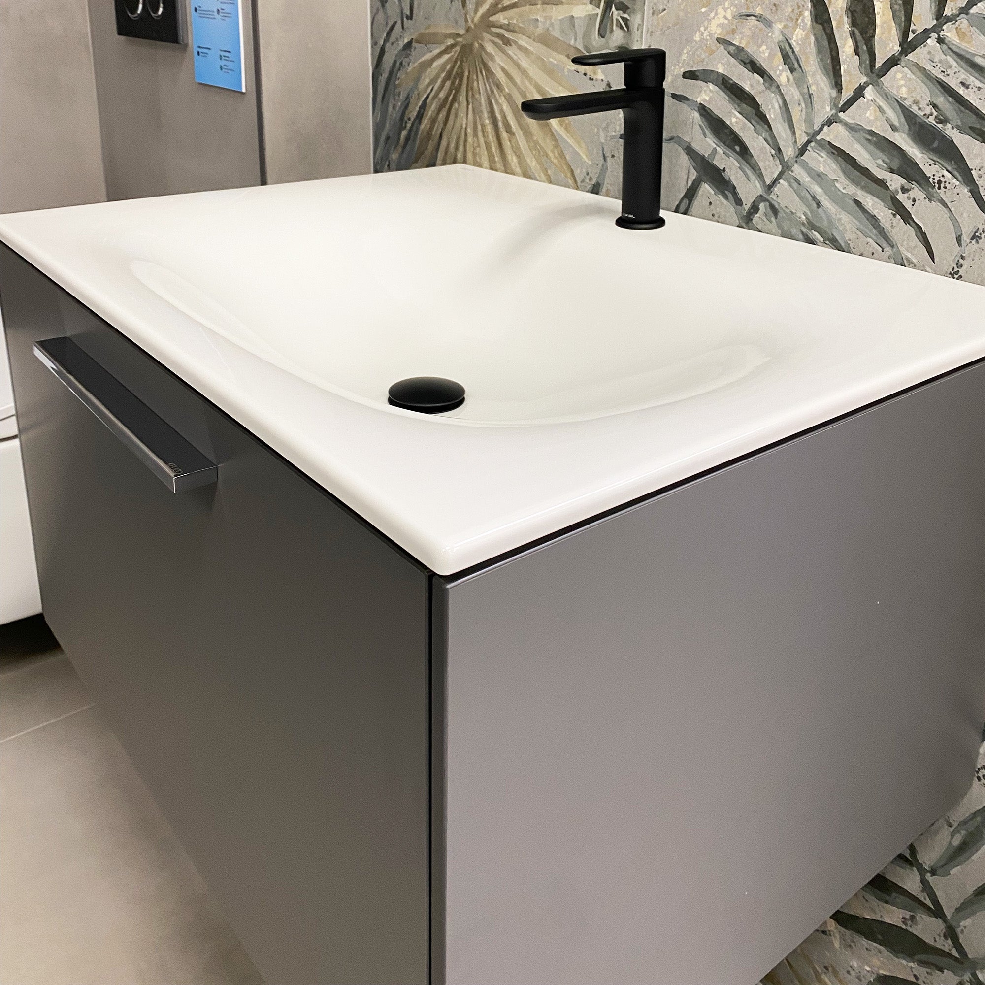 Keuco Royal 60 Anthracite Vanity Unit and Basin with Cifial Black Mixer Tap and Waste - Ex Display