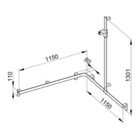 Keuco Axess Hand Shower Rail and Grab Bar System Aluminium Silver-Anodised / Chrome Plated - Right Hand - Available  in Various Sizes