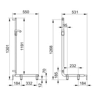 Keuco Axess Hand Shower Rail and Corner Grab Bar Execution Right Chrome Plated - Available in Various Sizes