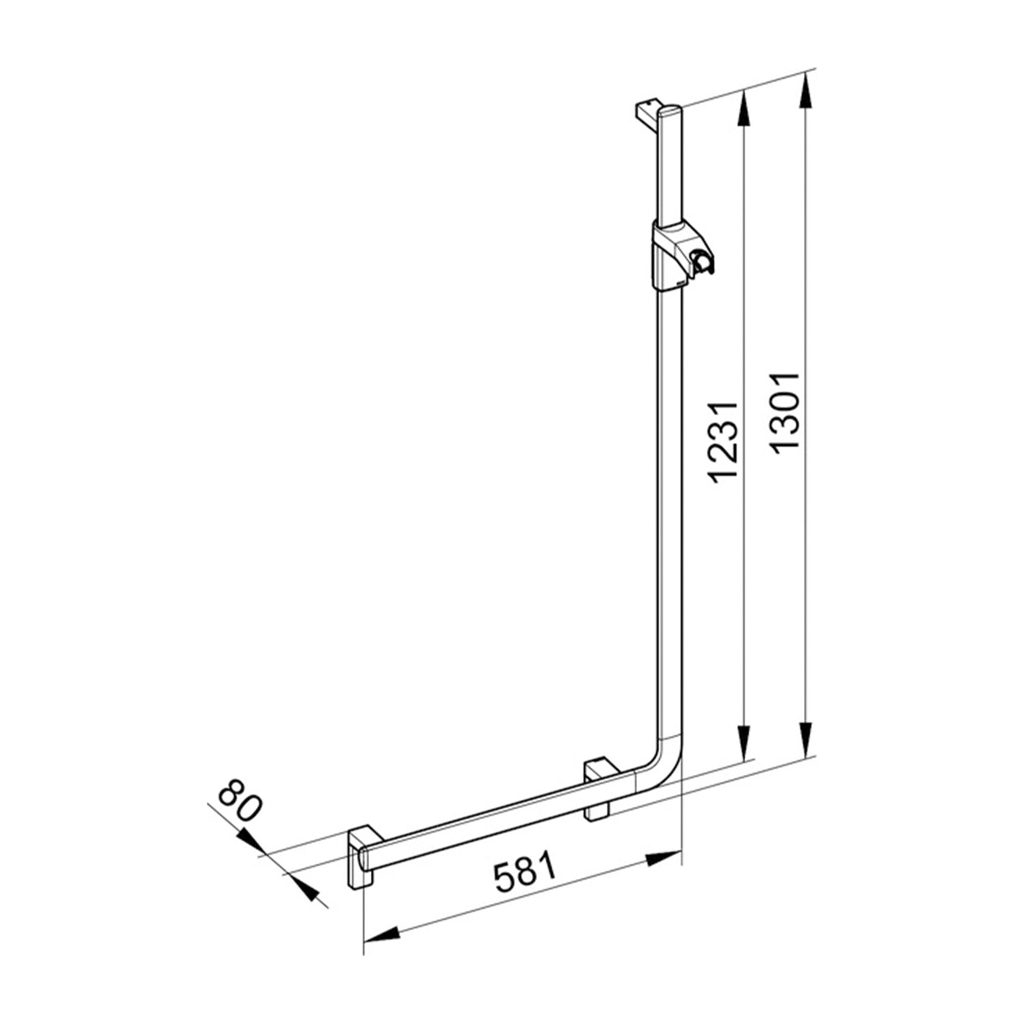 Keuco Axess Hand Shower Rail and Grab Bar Execution Right - Available in Various Colour