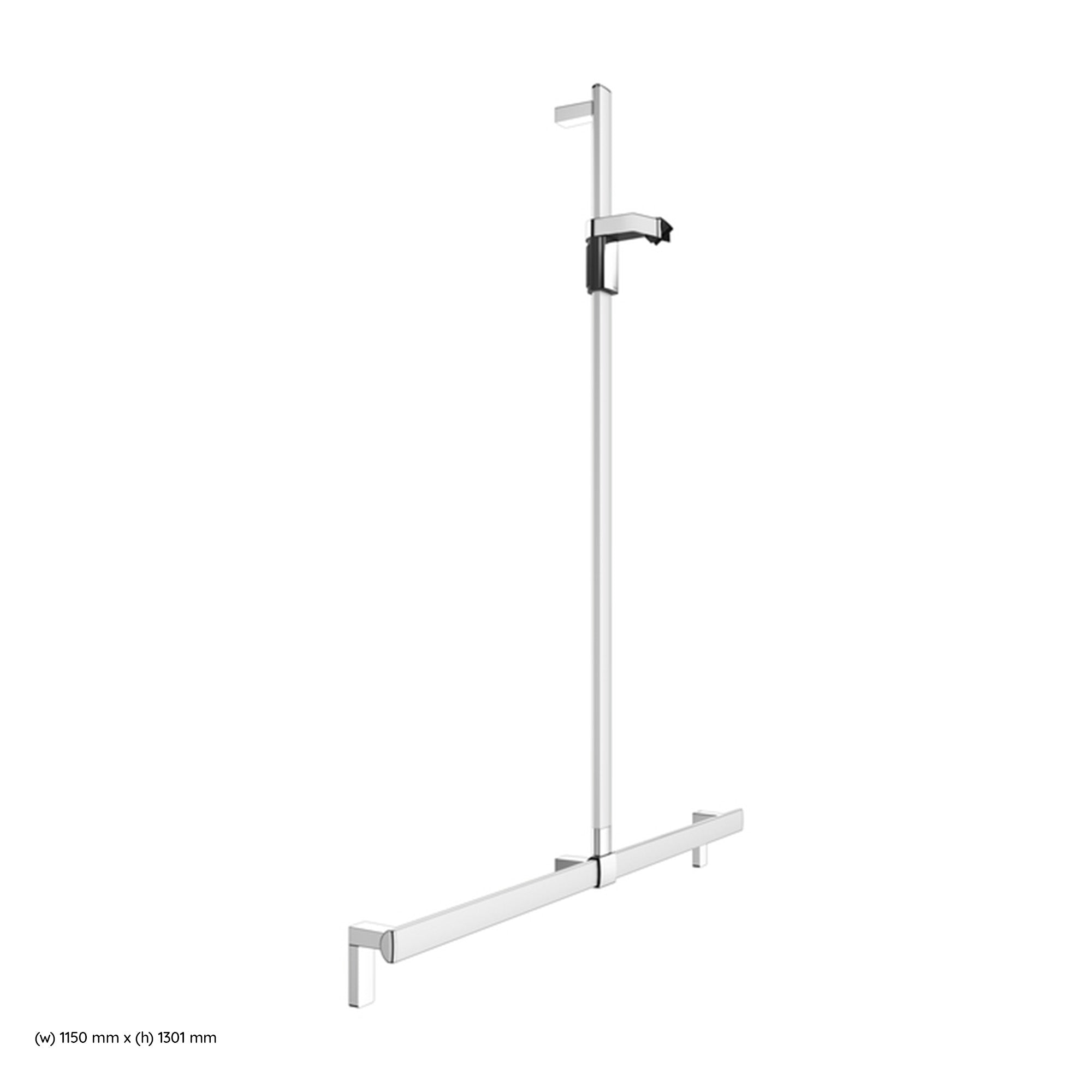 Keuco Axess Grab Bar with Hand Shower Sliding Rail in Aluminium Silver-Anodised / Chrome Plated - Available in Various Sizes
