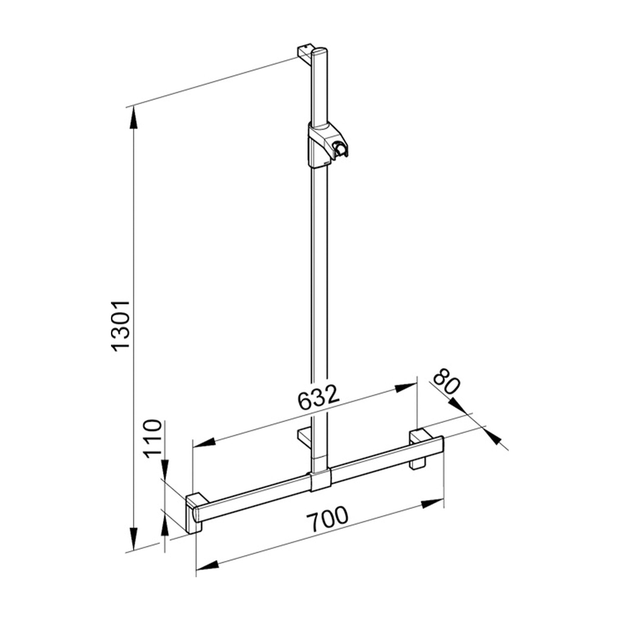 Keuco Axess Grab Bar with Hand Shower Sliding Rail in Chrome Plated - Available in Various Sizes