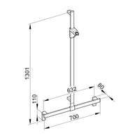 Keuco Axess Grab Bar with Hand Shower Sliding Rail in Chrome Plated - Available in Various Sizes