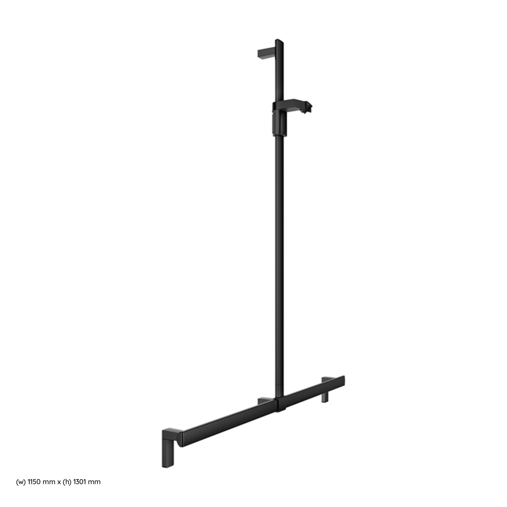 Keuco Axess Grab Bar with Hand Shower Sliding Rail in Matt Black - Available in Various Sizes