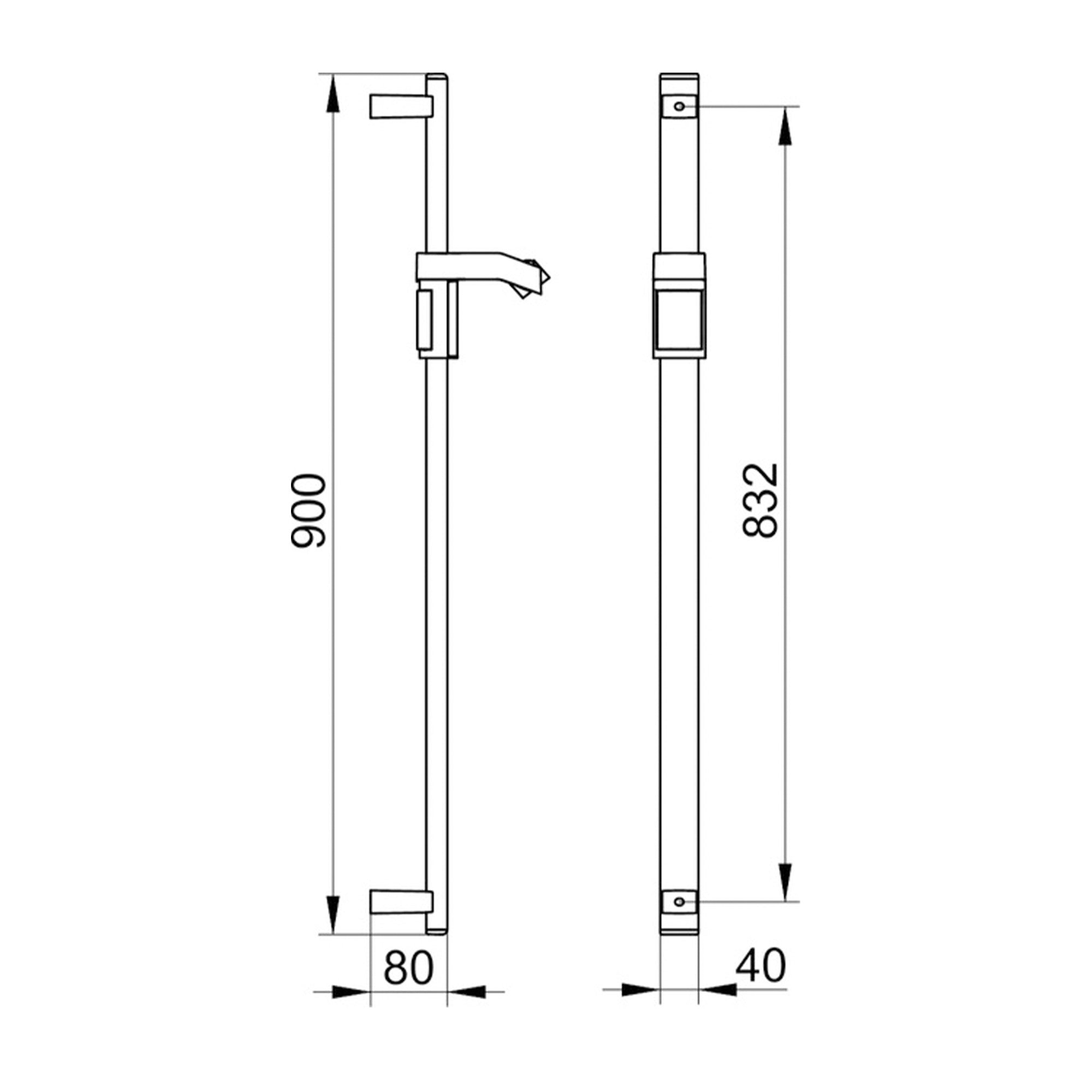 Keuco Axess Hand Shower Sliding Rail in Chrome Plated - Available in Various Sizes