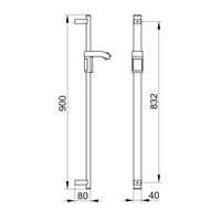 Keuco Axess Hand Shower Sliding Rail in Chrome Plated - Available in Various Sizes