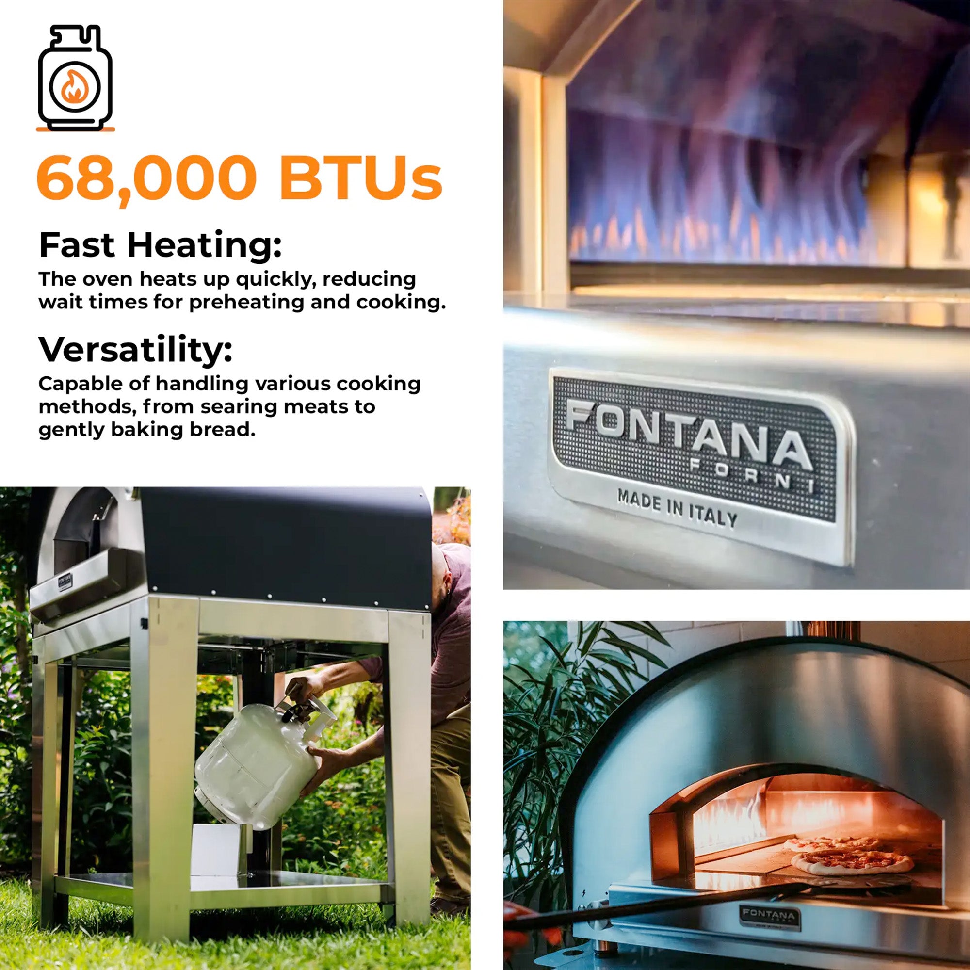 Fontana Mangiafuoco Build in Dual Fuel Pizza Oven - Available in 2 Colours