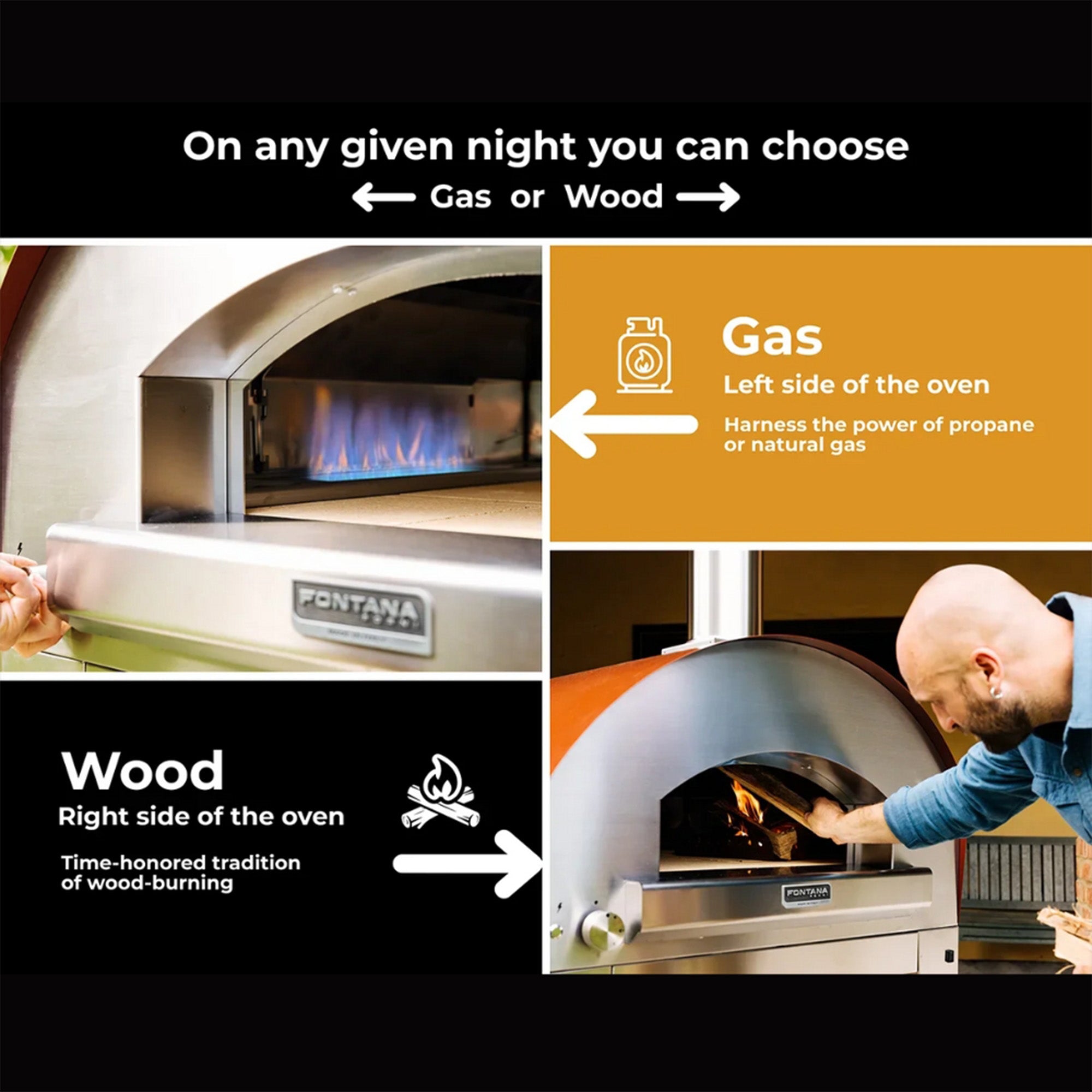Fontana Marinara Hybrid Pizza Oven - Available in 2 Colours