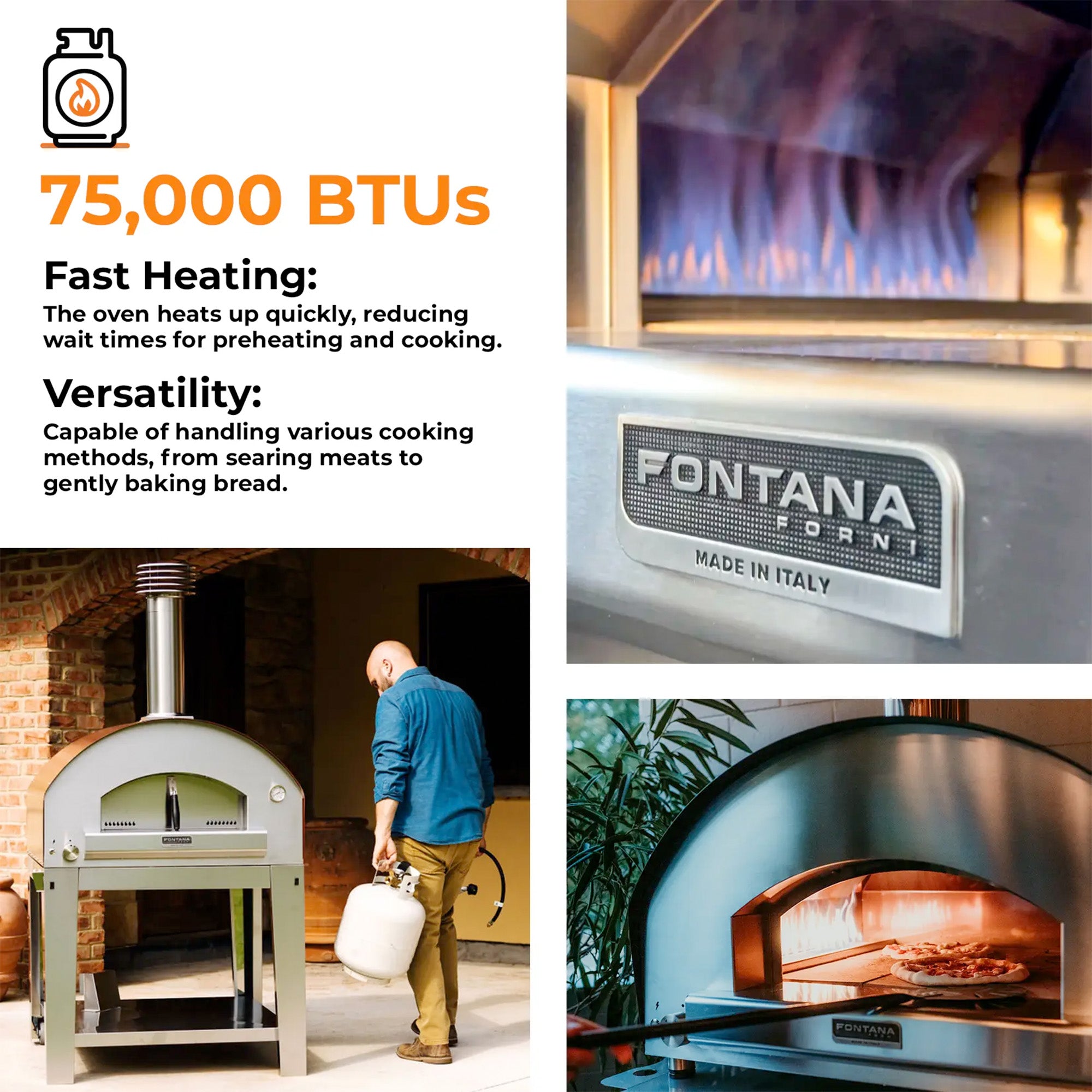 Fontana Marinara Hybrid Pizza Oven - Available in 2 Colours