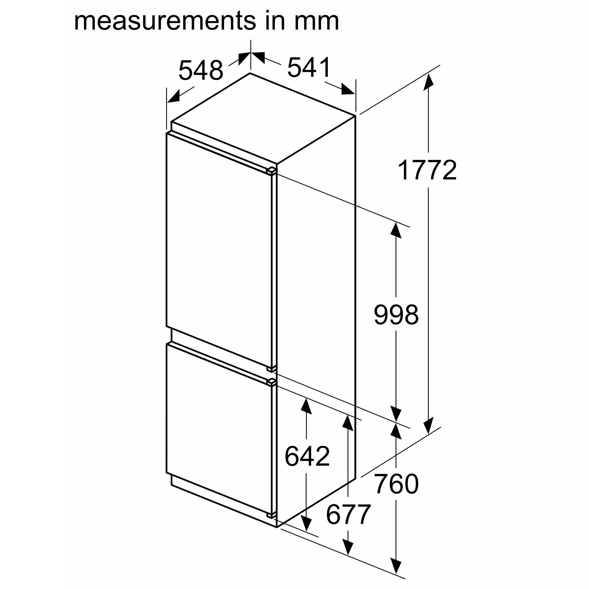 Neff N50 Built-In Frost Free Fridge Freezer 60/40 with Sliding Hinge (KI7862SE0G) - Clearance