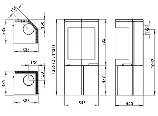 Nordpeis Quadro 2 T Wood Burning Stove - EcoDesign Ready