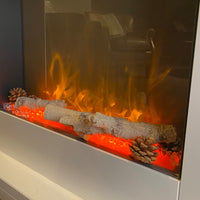 OER Williamsburg Electric Fireplace Suite with Log Store - Mahogany and Walnut - Ex Display