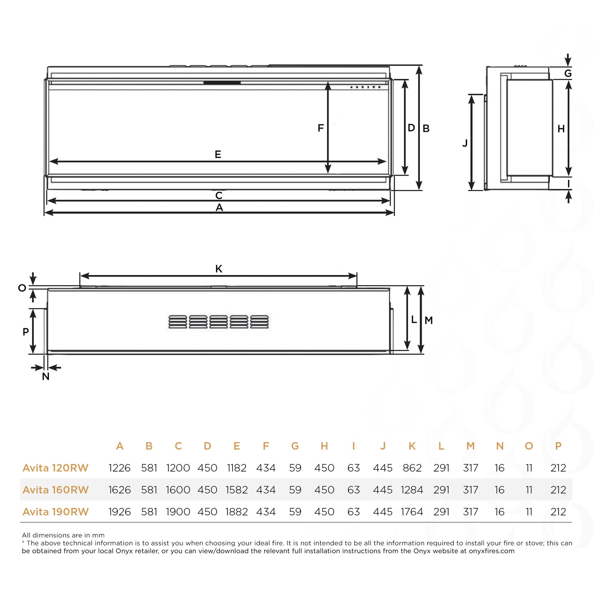 Gazco Onyx Avita 160RW Electric Fire - Showroom Exclusive