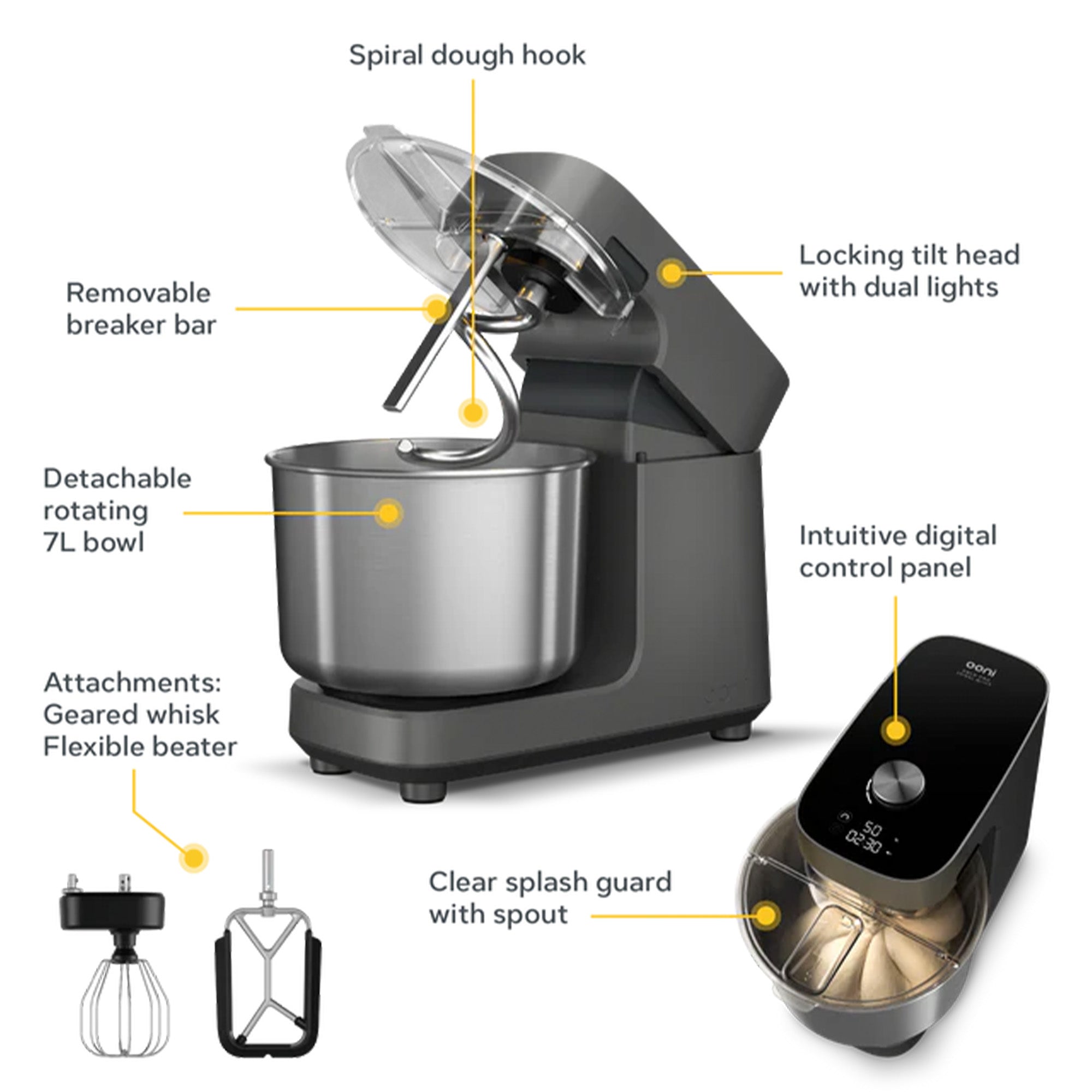 Ooni Halo Pro Spiral Dough Mixer - Polar White