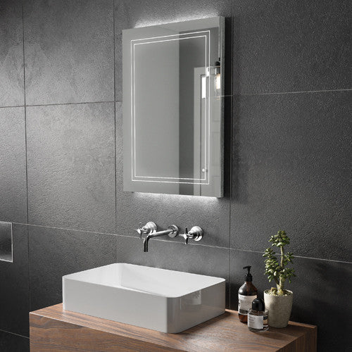 HIB Outline Portrait LED Illuminated Ambient Mirror With Heated Pads ...
