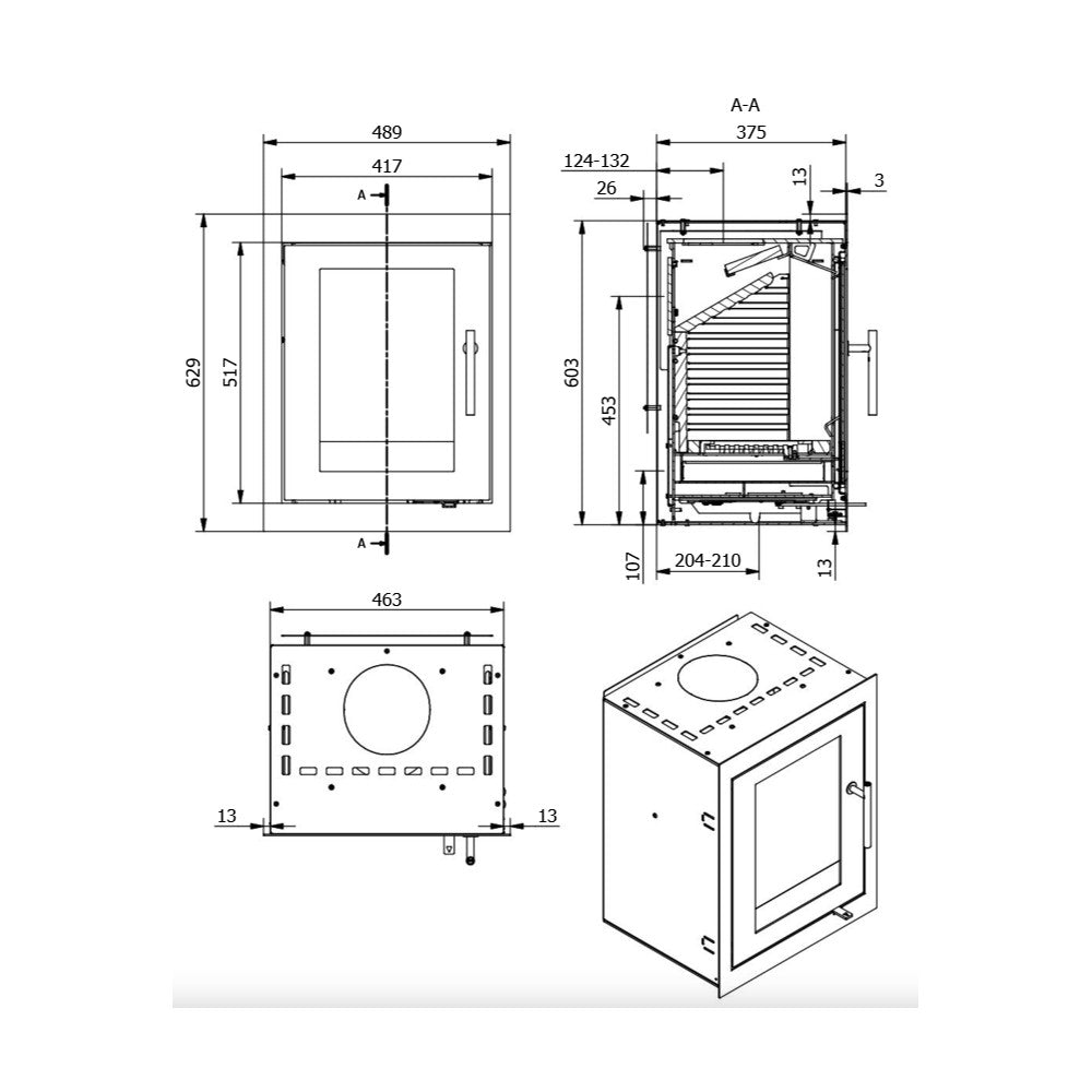 Rais Q-Tee Wood Burning Stove - Wall Hung