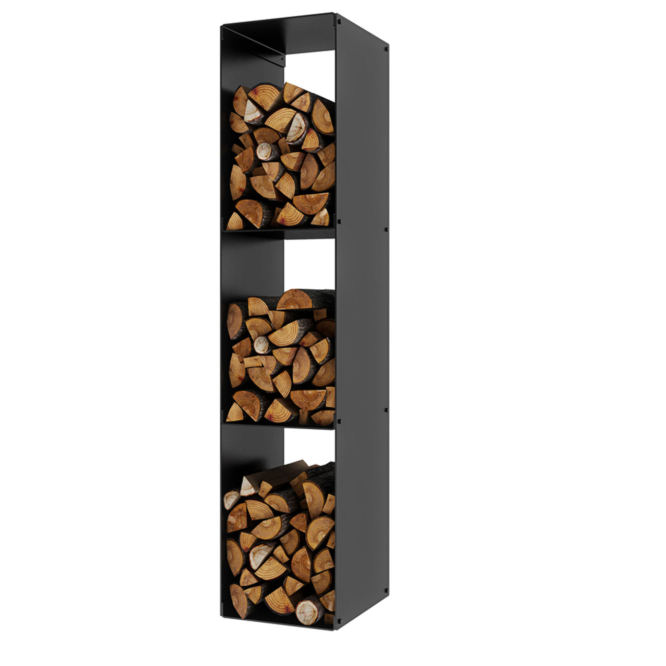 Rais Firewood Rack Three Compartments - Black