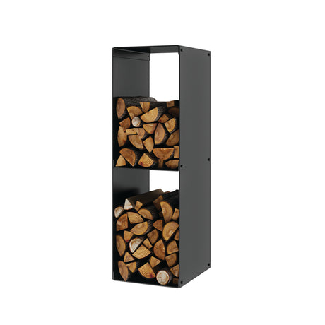 Rais Firewood Rack Two Compartments - Black