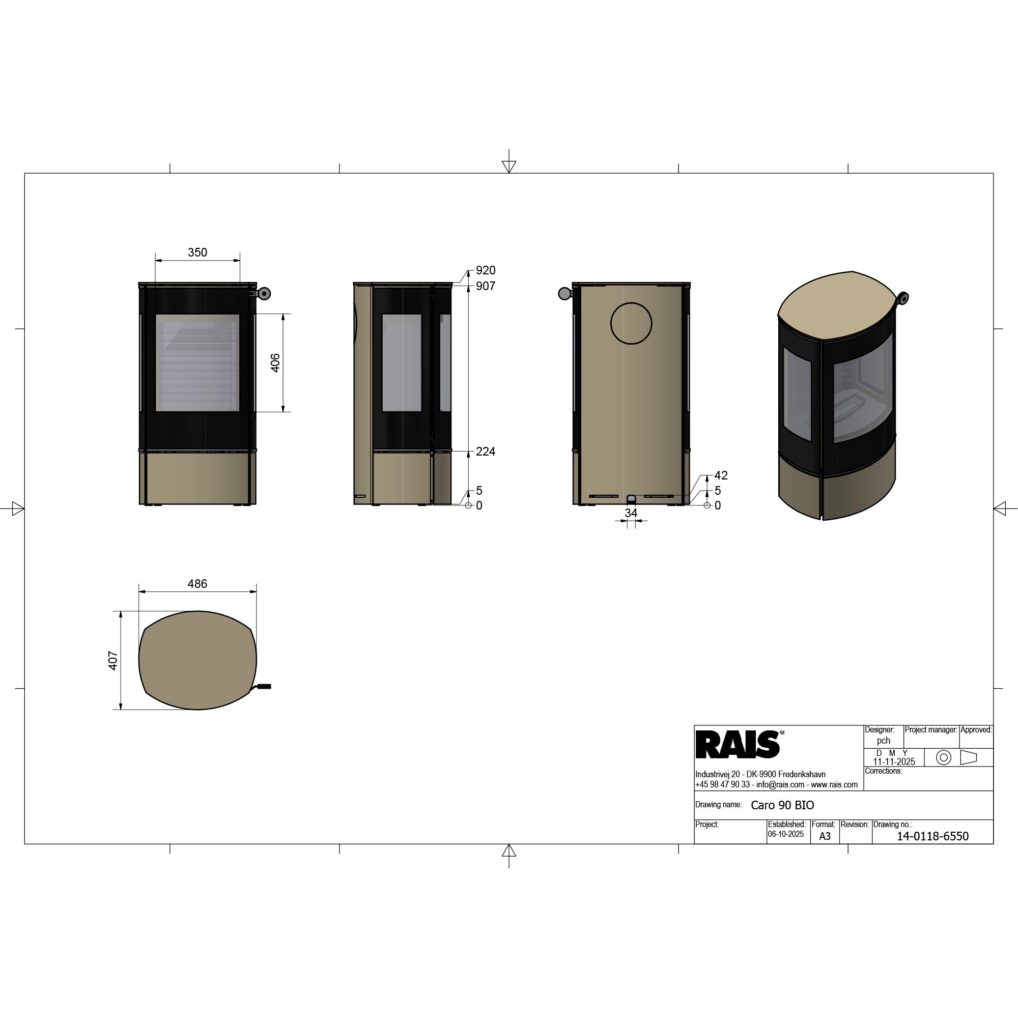 Rais Caro 90 Bio Stove - Classic Steel Framed Door - Bell – Bell of ...