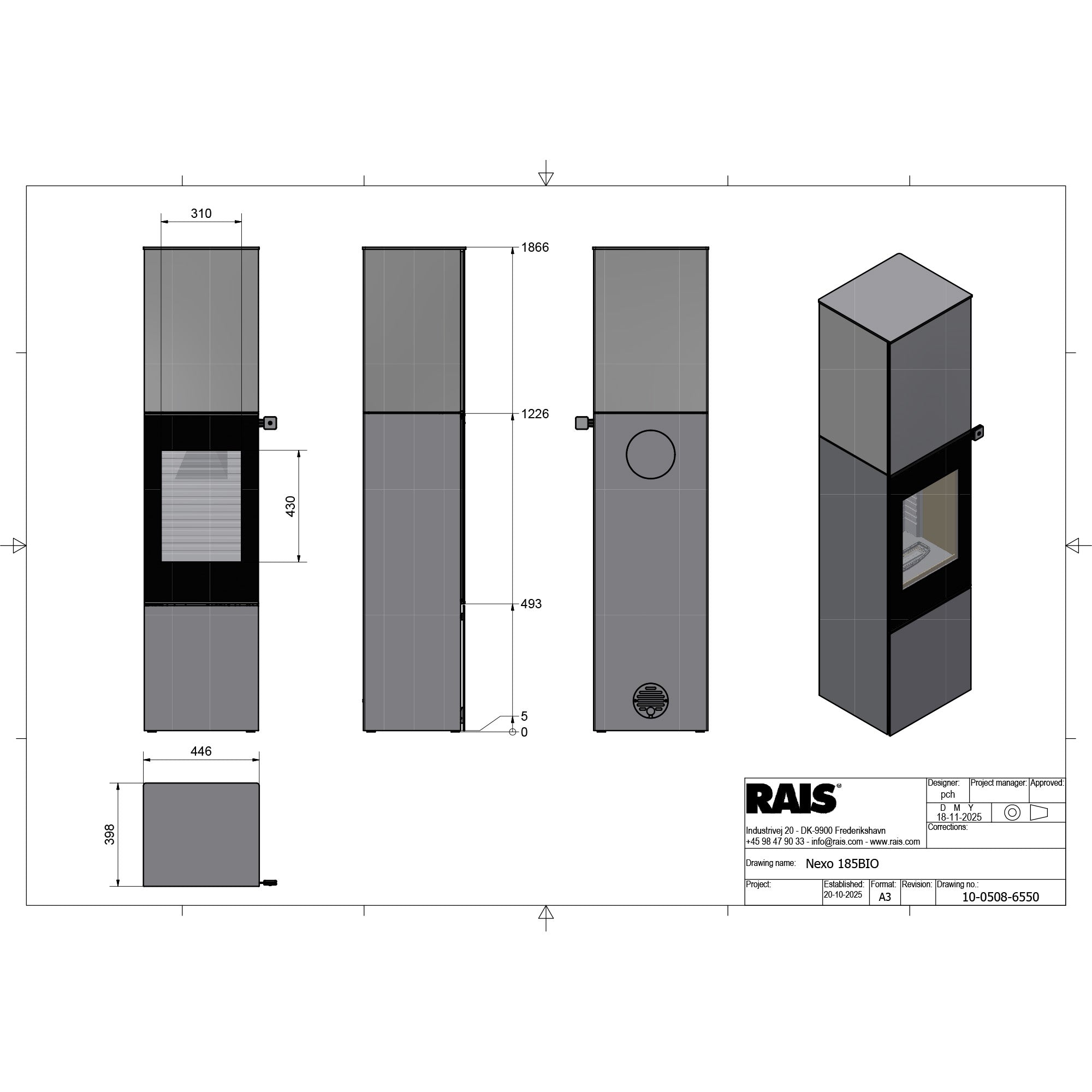 Rais Nexo 185 Bio Stove - Glass Door