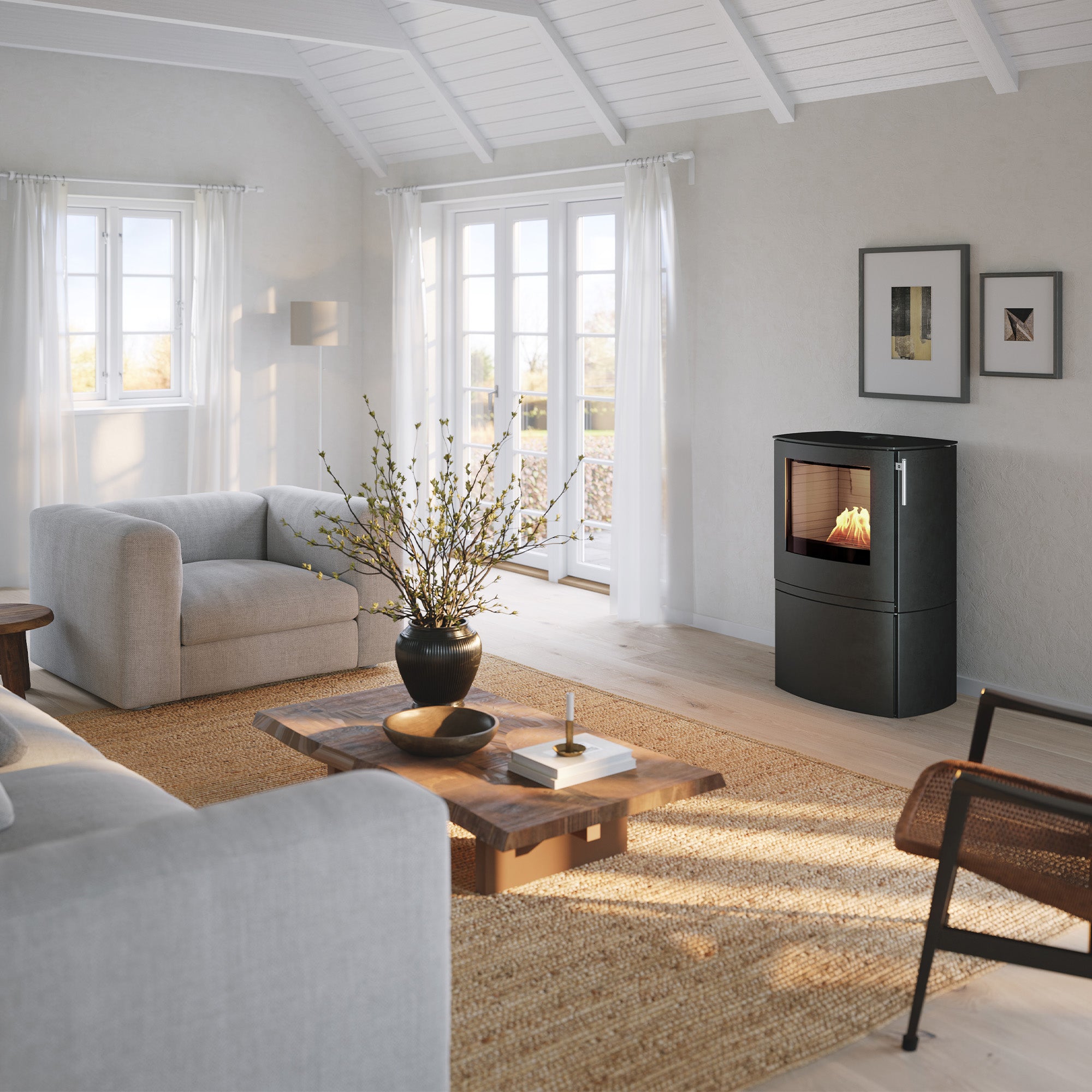 Rais Q-TEE 2 C Bio Stove - Steel Framed Door