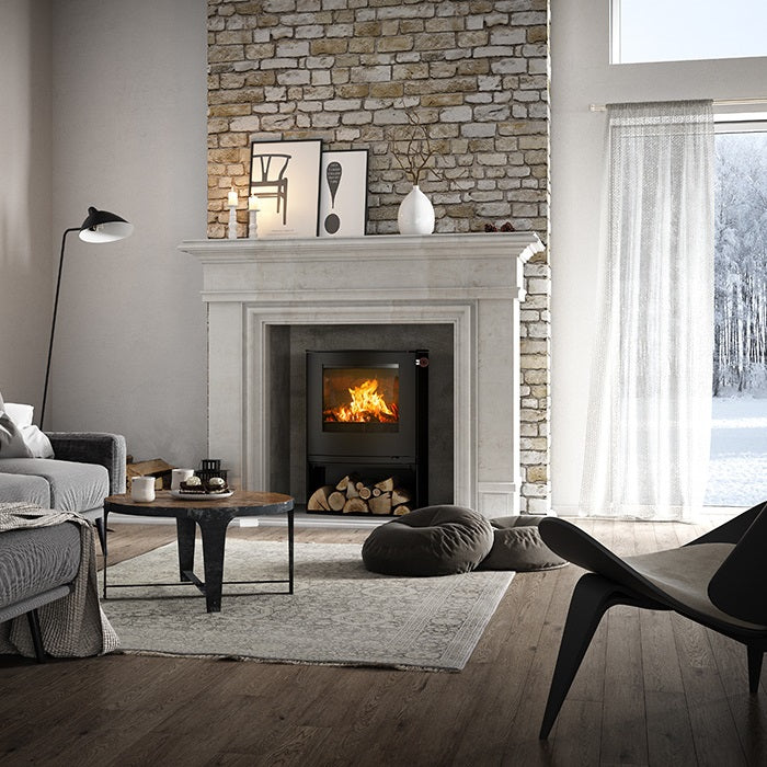 Rais Q-Tee 2 C (Curved Front) Wood Burning Stove - Black