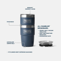 Yeti Rambler 8oz (236ml) Stackable Cup with Ceramic Lining - Navy