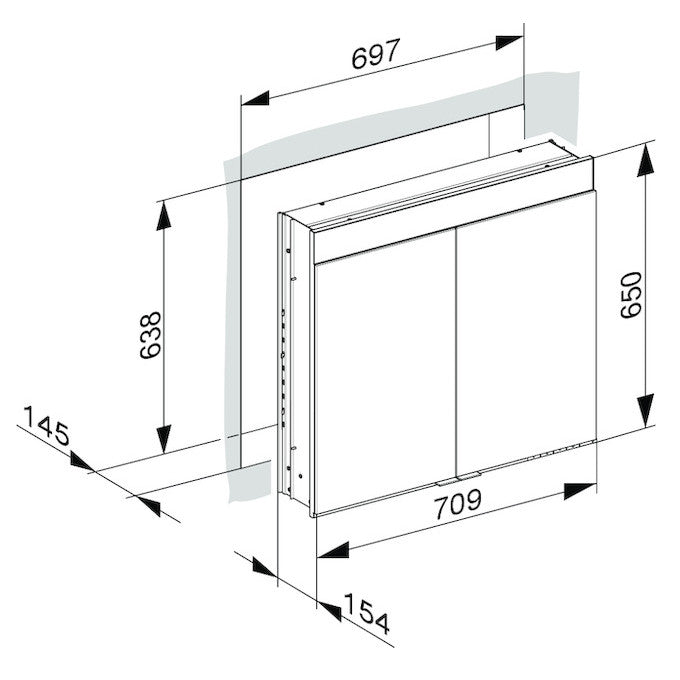Keuco Edition 400 Recessed Mirror Cabinet - 710 x 650mm