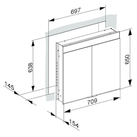Keuco Edition 400 Recessed Mirror Cabinet - 710 x 650mm