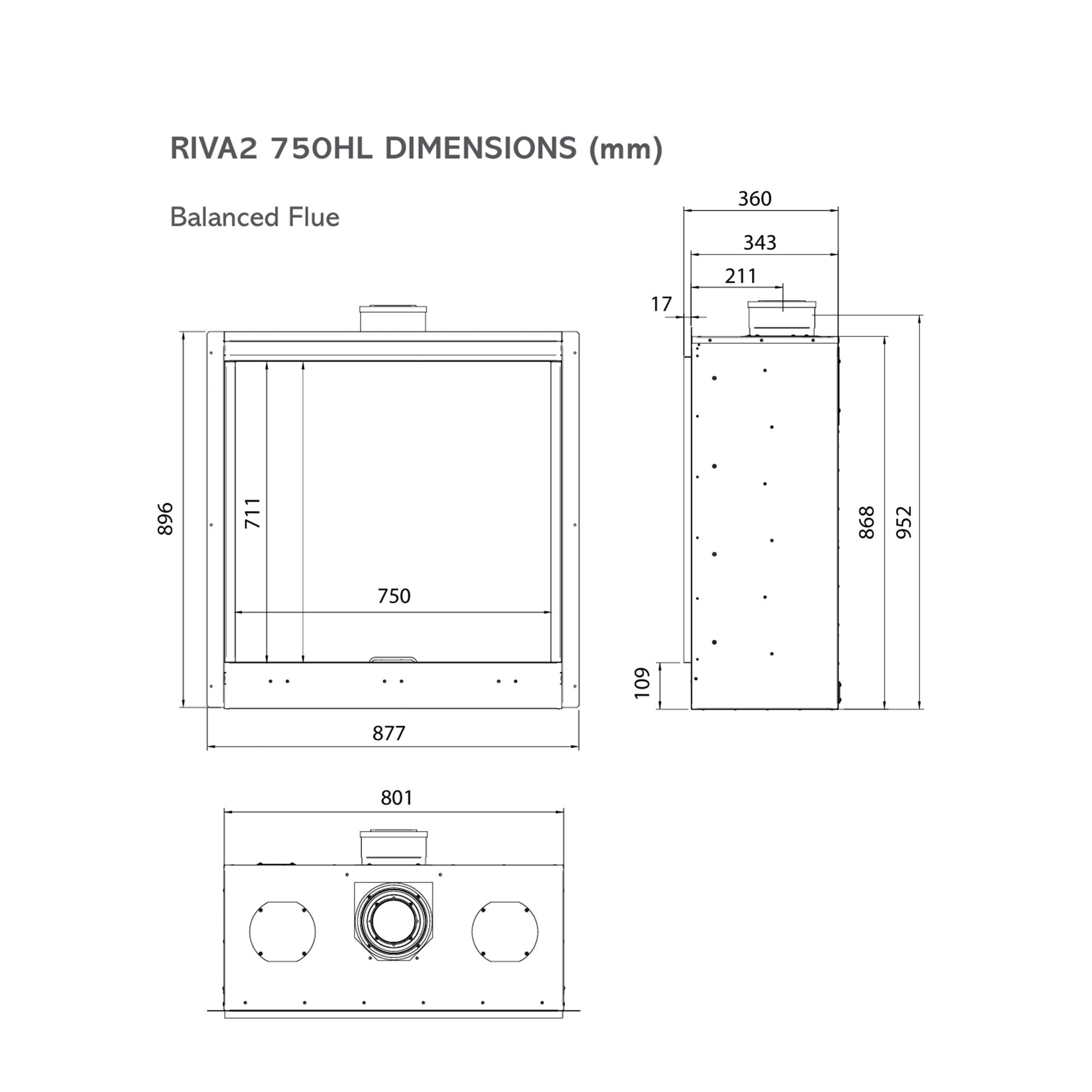 Gazco Riva2 750HL Inset Gas Fire - Balanced Flue - Natural Gas
