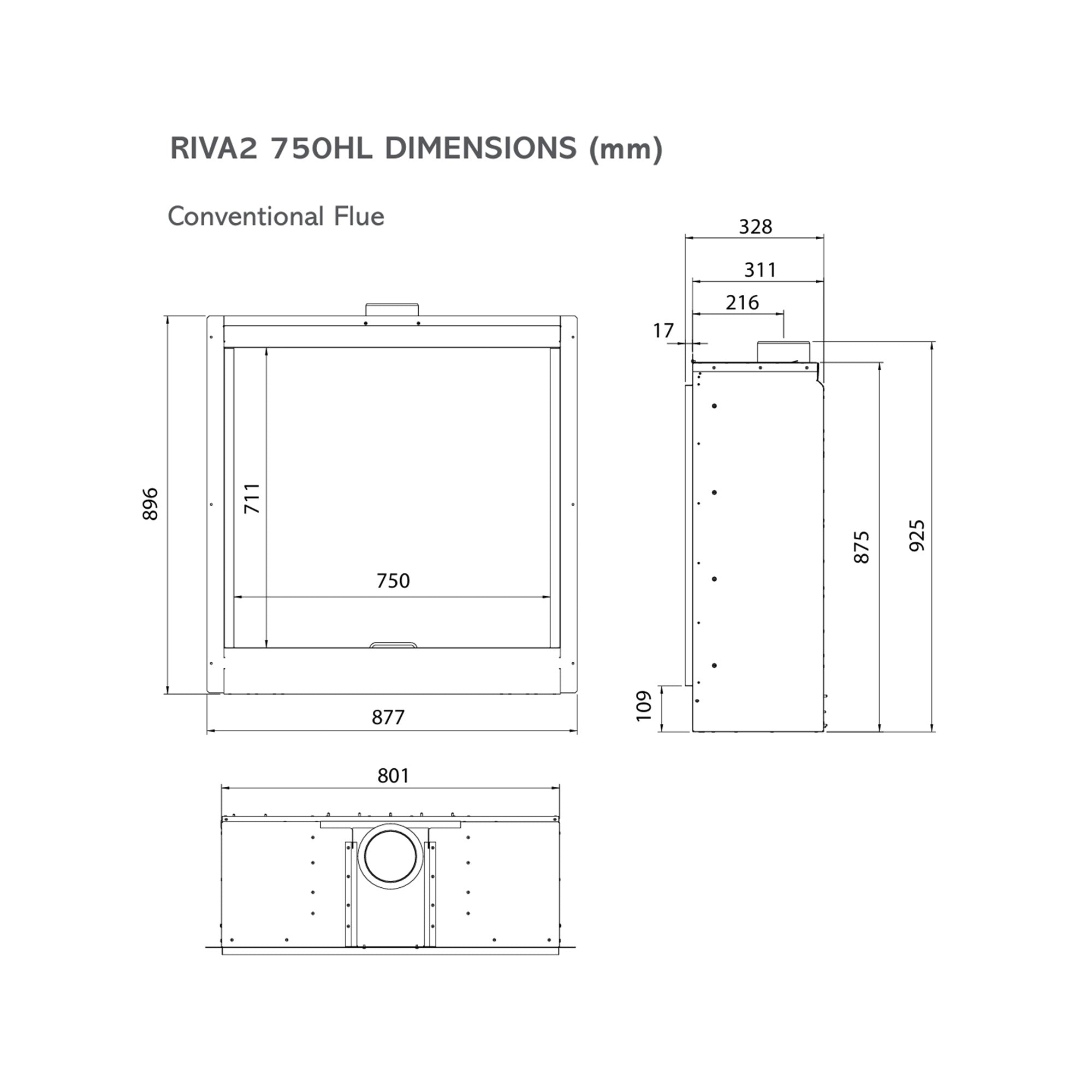 Gazco Riva2 750HL Inset Gas Fire - Conventional Flue - Natural Gas