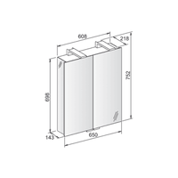 Keuco Mirror Cabinet, Keuco Royal Universe Mirror Cabinet 650 x 752mm