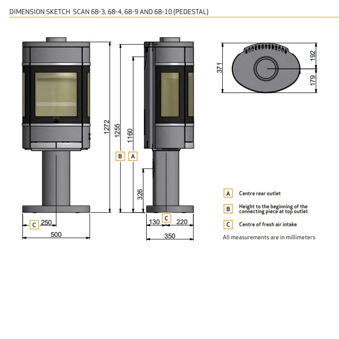 Scan 68-3 Pedestal Wood Burning Stove