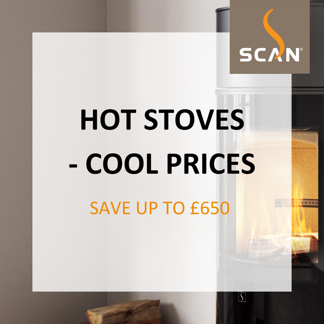 Scan 84-1 Wood Burning Stove - Matt Black, Glass Door, Black Handle