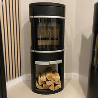 Scan 68-11 Black Open Base Wood Burning Stove With Side Windows - Ex Display