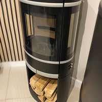 Scan 68-11 Black Open Base Wood Burning Stove With Side Windows - Ex Display