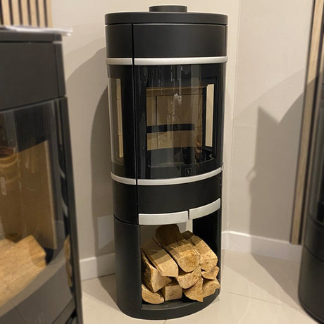 Scan 68-11 Black Open Base Wood Burning Stove With Side Windows - Ex Display