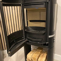 Scan 68-11 Black Open Base Wood Burning Stove With Side Windows - Ex Display
