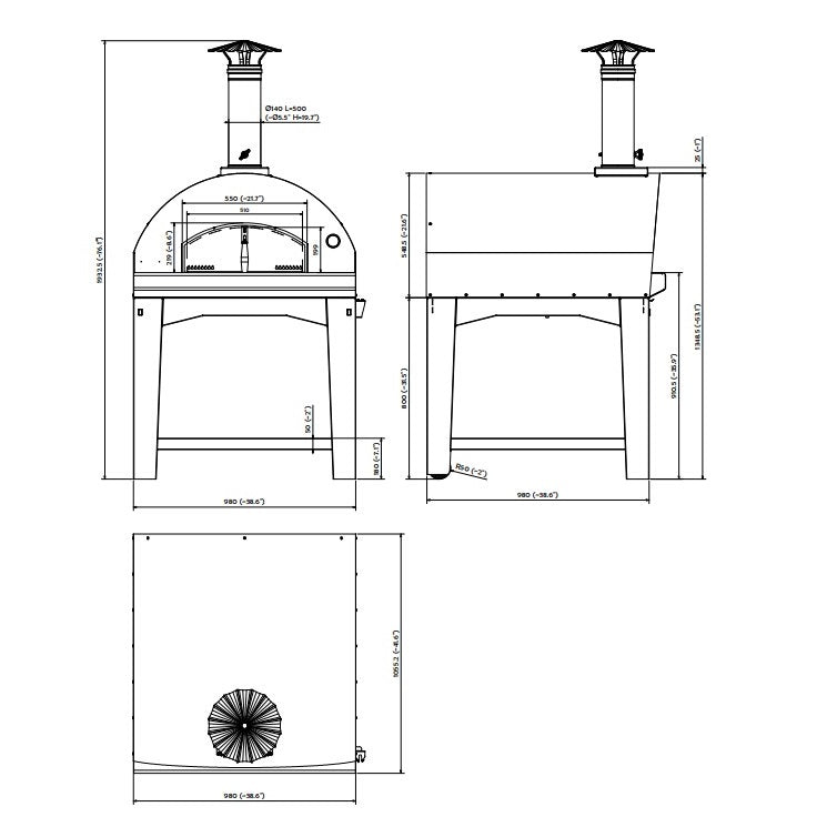 Fontana Marinara Wood Fired Pizza Oven with Trolley